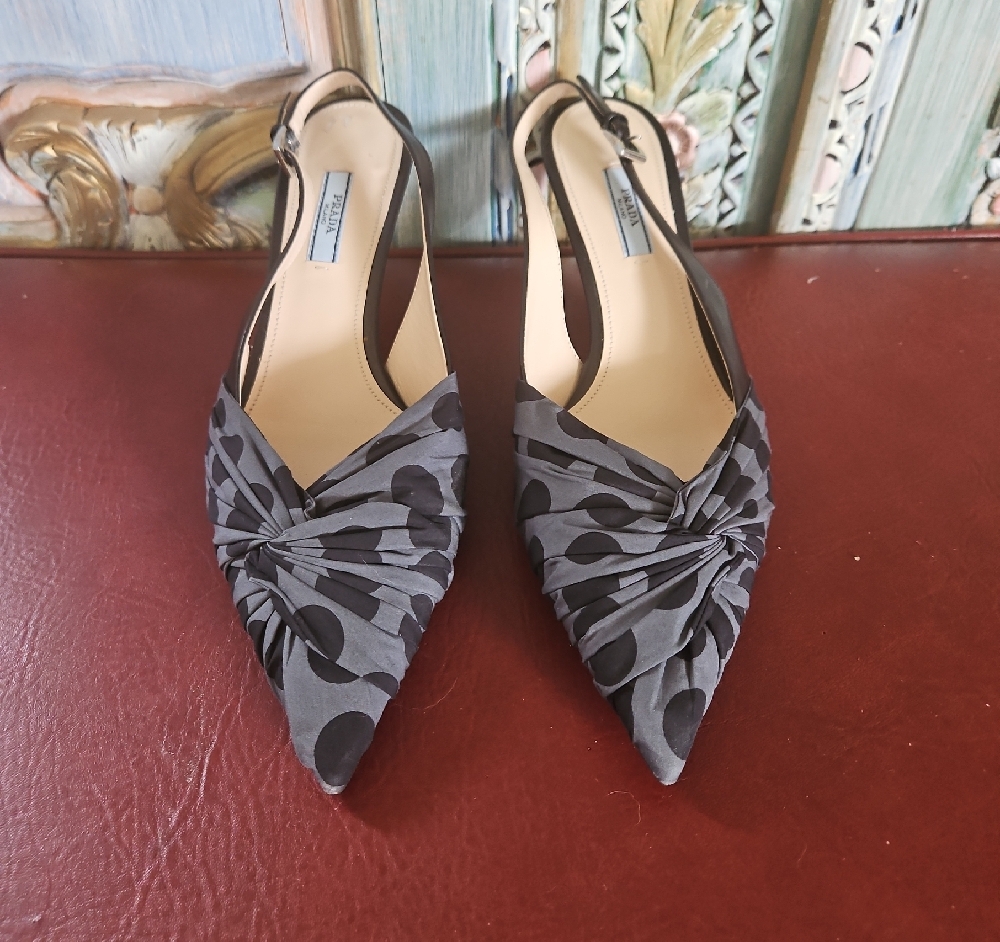 Prada Gray and Black Stiletto Heels